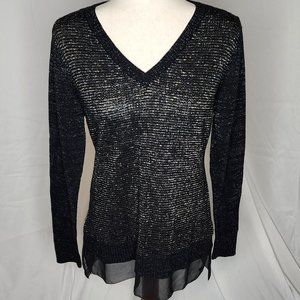 Soft Surroundings Black & Gold Glitter Sweater Size M